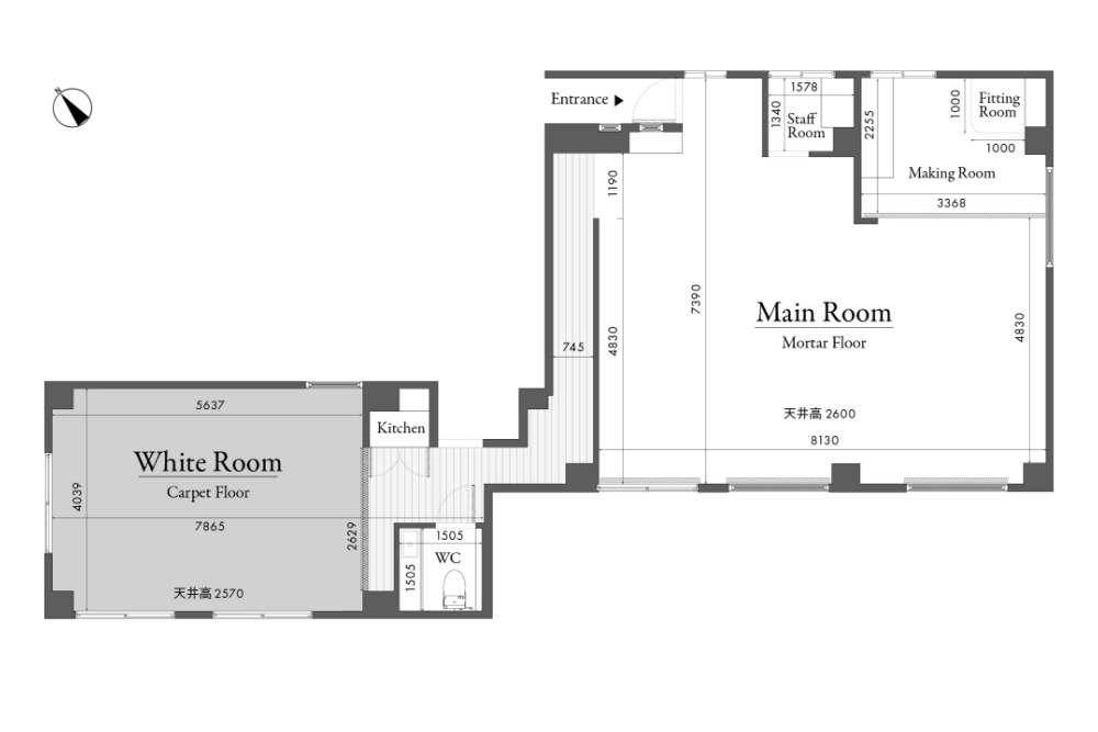 inTHE studio nakameguro(インザスタジオ中目黒)のスタジオ図面